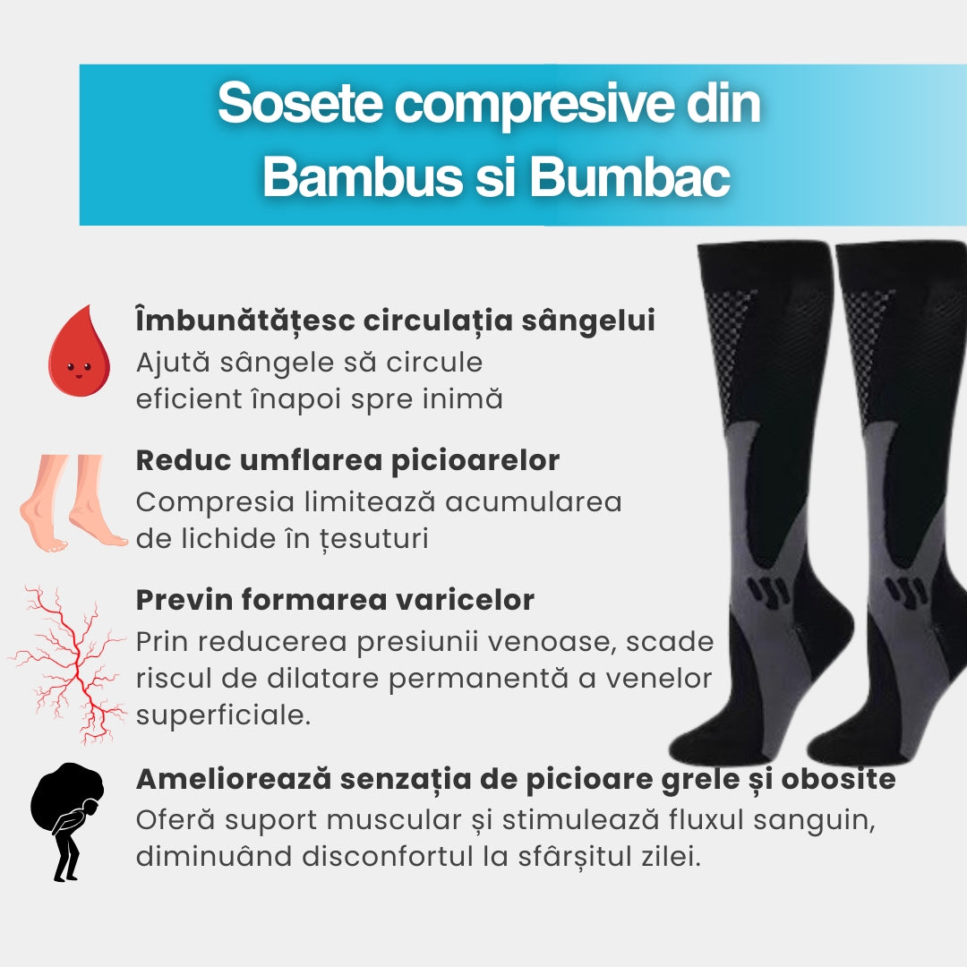 2 perechi Sosete compresie bambus si bumbac